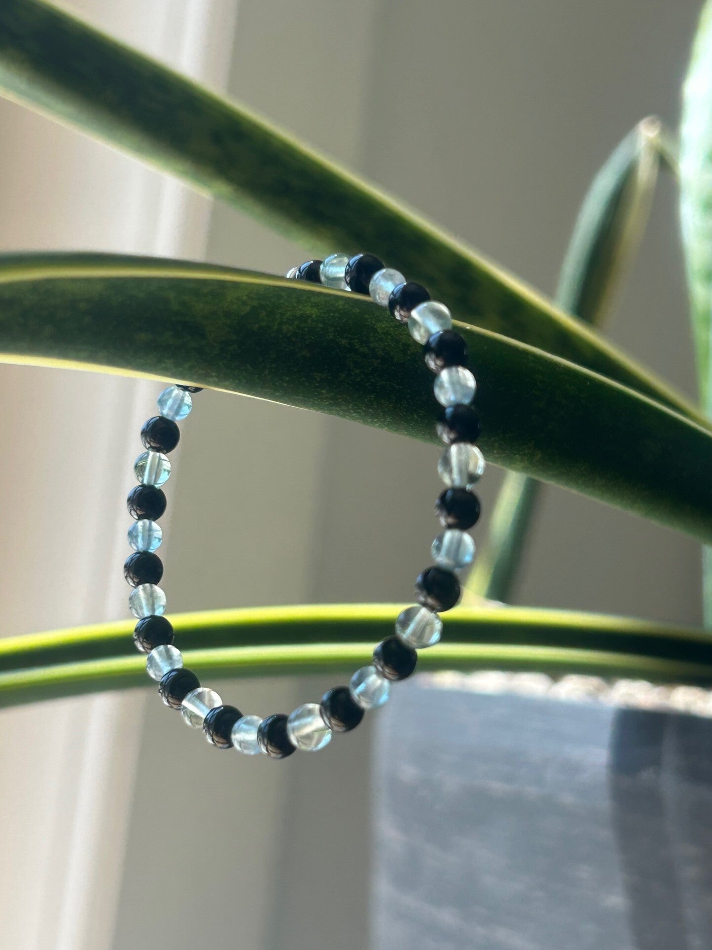 (Kinder-) Armband - Aquamarin, Fluorit & Onyx (A716)