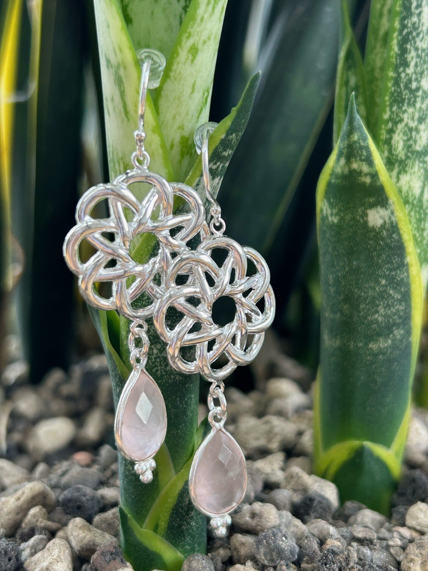 Ohrringe - Rosenquarz (O438)