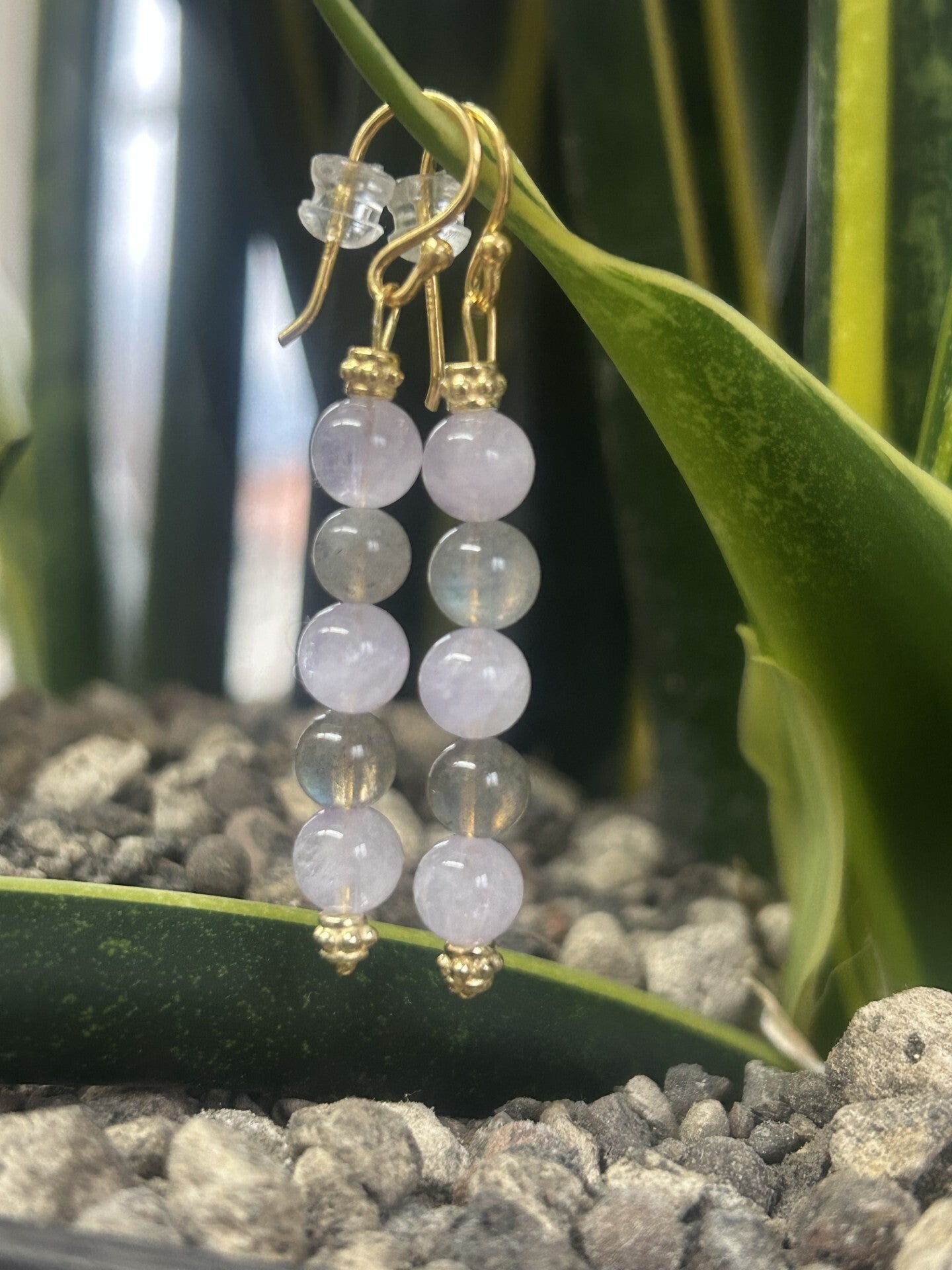 Ohrringe - Amethyst hell & Labradorit (O504)