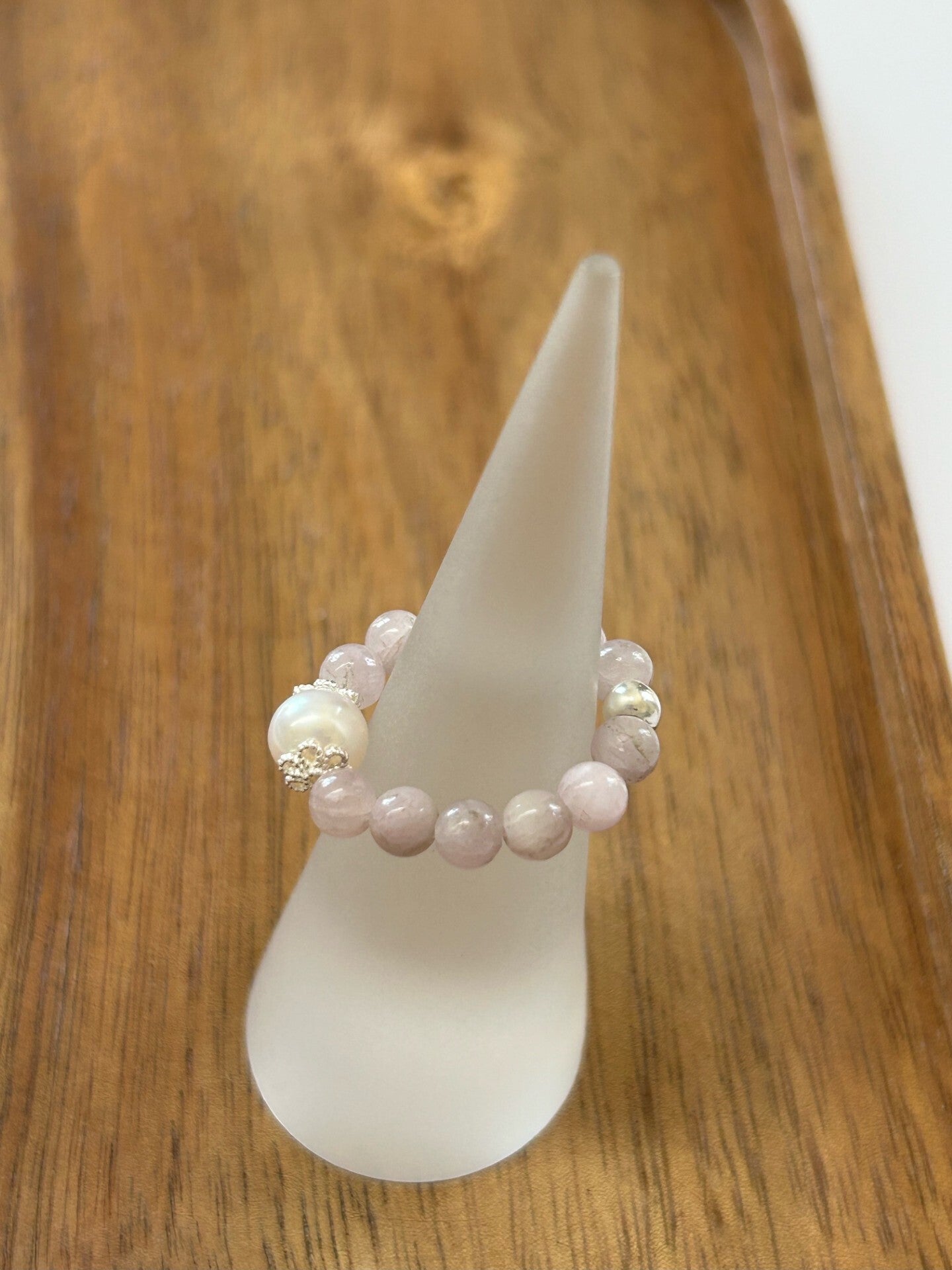 Fingerring - Kunzit/Süsswasserperle (R037)