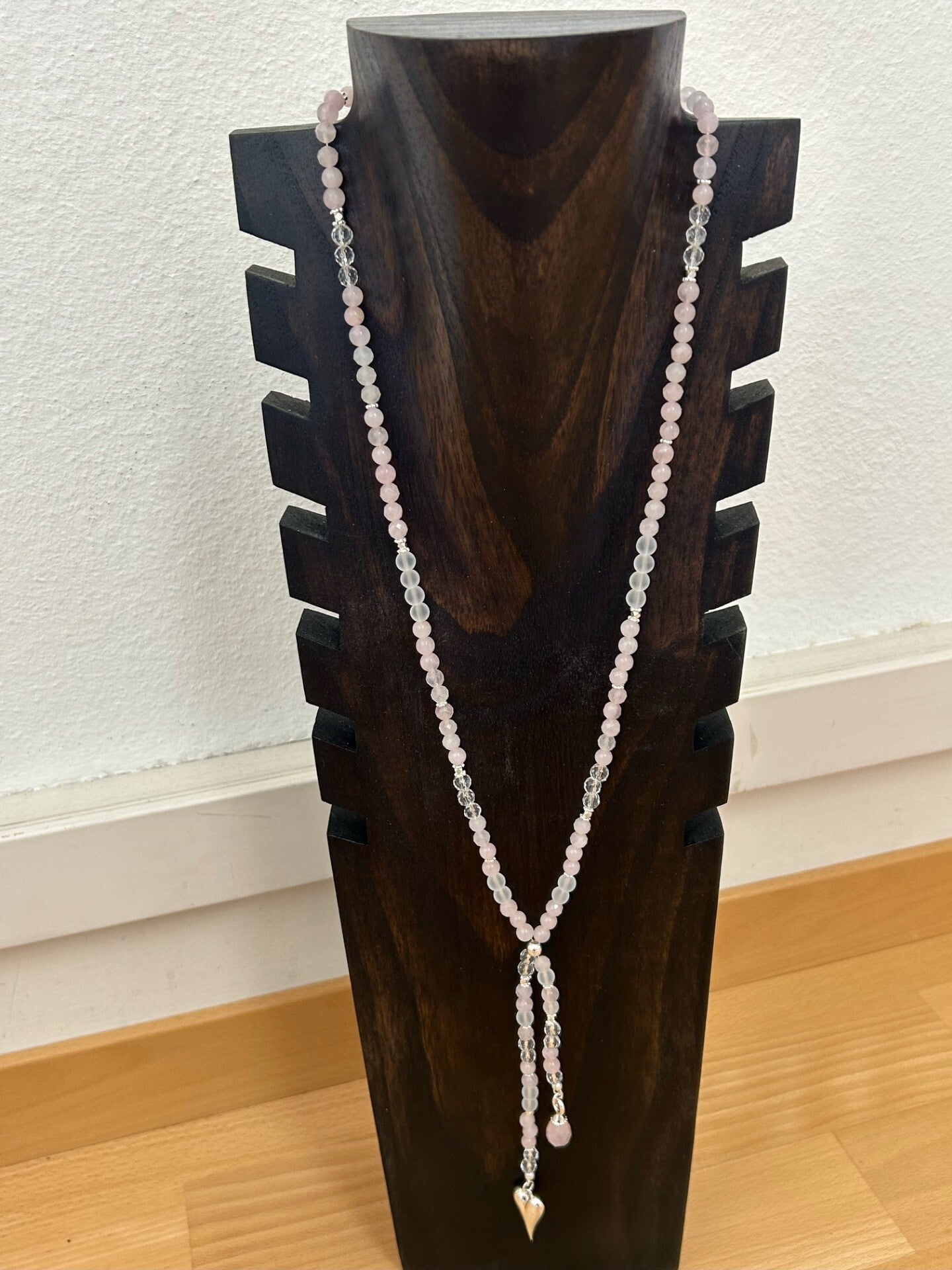 Halskette - Bergkristall & Rosenquarz (H385)
