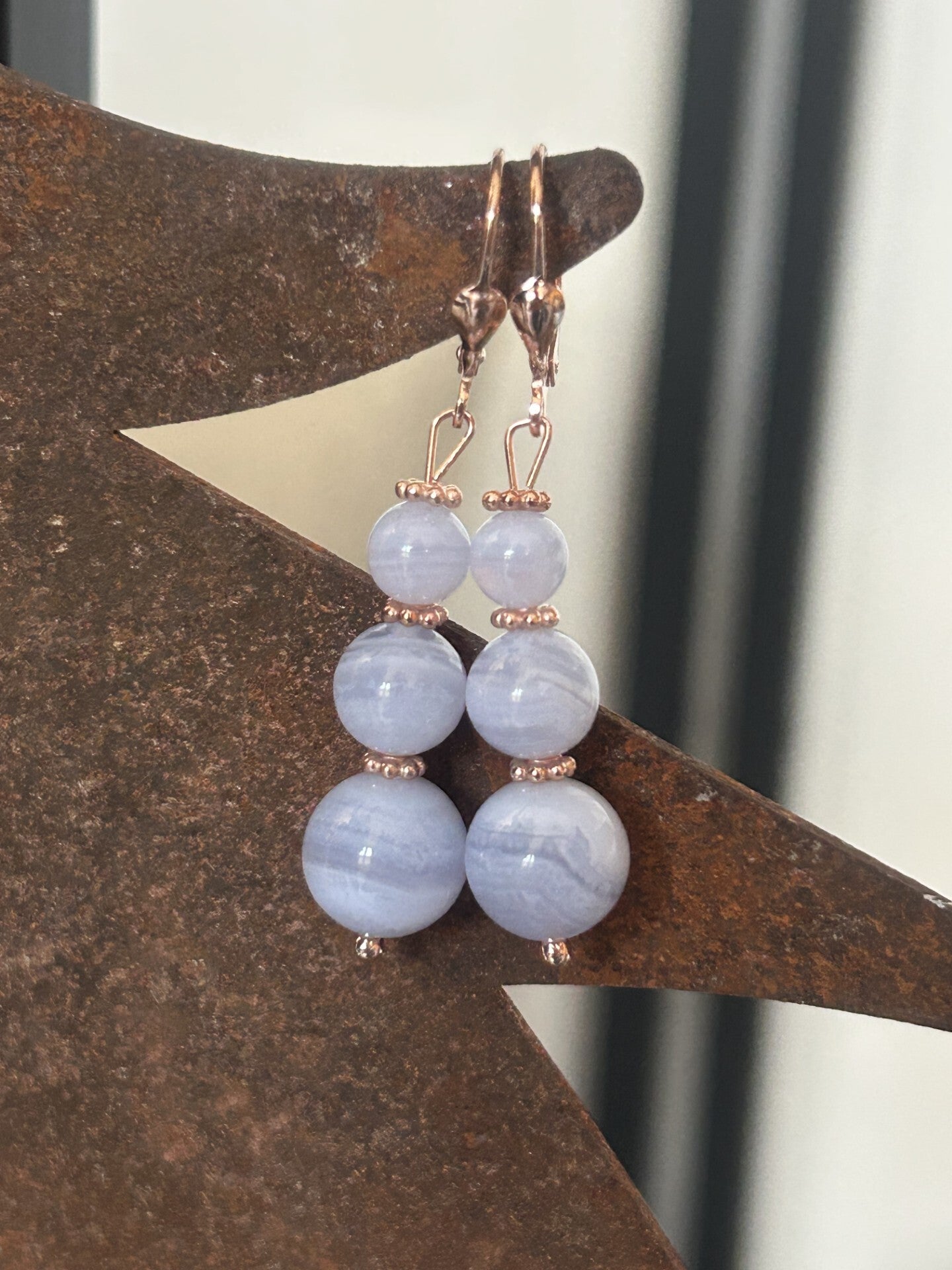 Ohrringe - Chalcedon blau (O555)