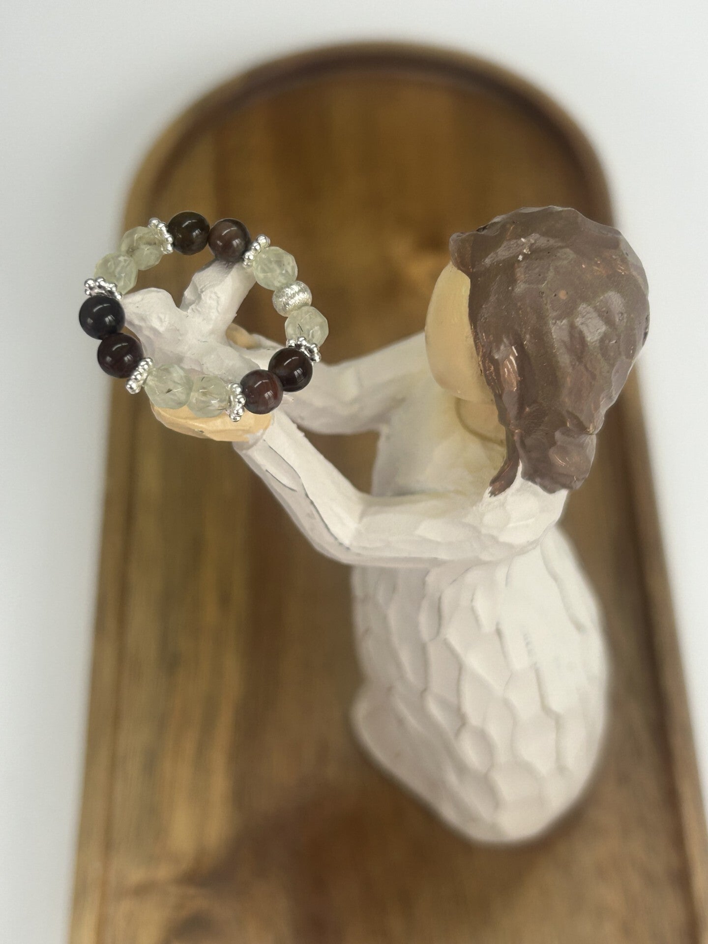 Fingerring - Prehnit & Versteinertes Holz (R090)