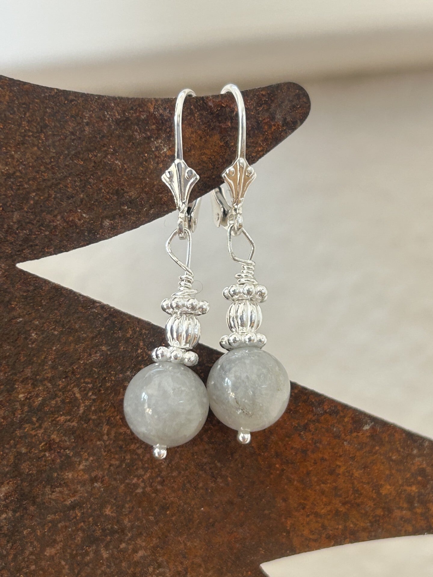 Ohrringe - Grauquarz/Schneequarz (Schweiz) (O523)