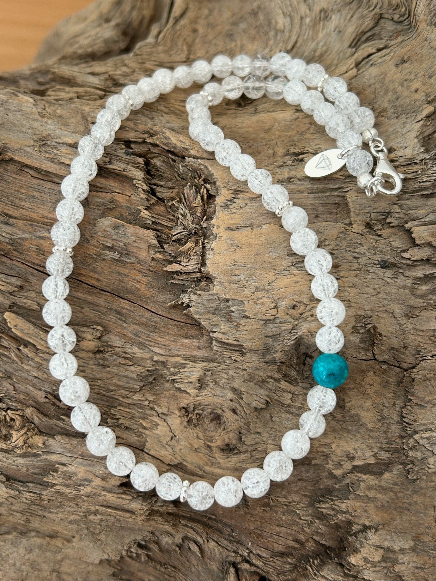 Halskette - Bergkristall Iris/Türkis Mongolei (H354)