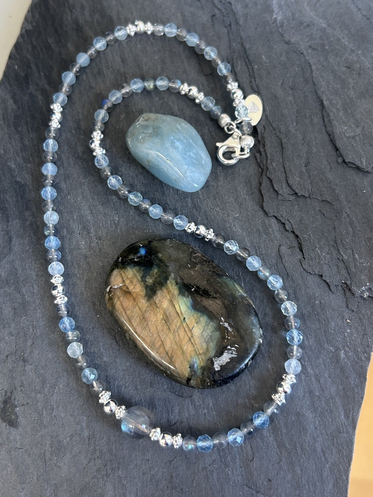 Halskette - Aquamarin & Labradorit (H446)