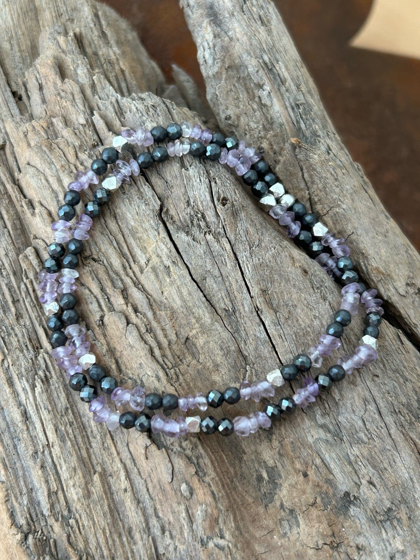 Armband (2-fach) - Amethyst / Hämatit (A494)