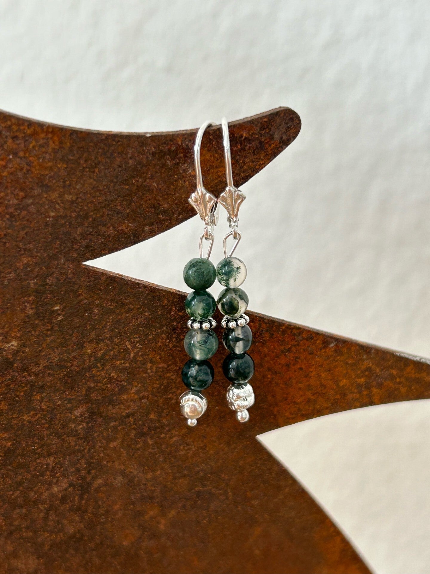 Ohrringe - Moosachat (O416)