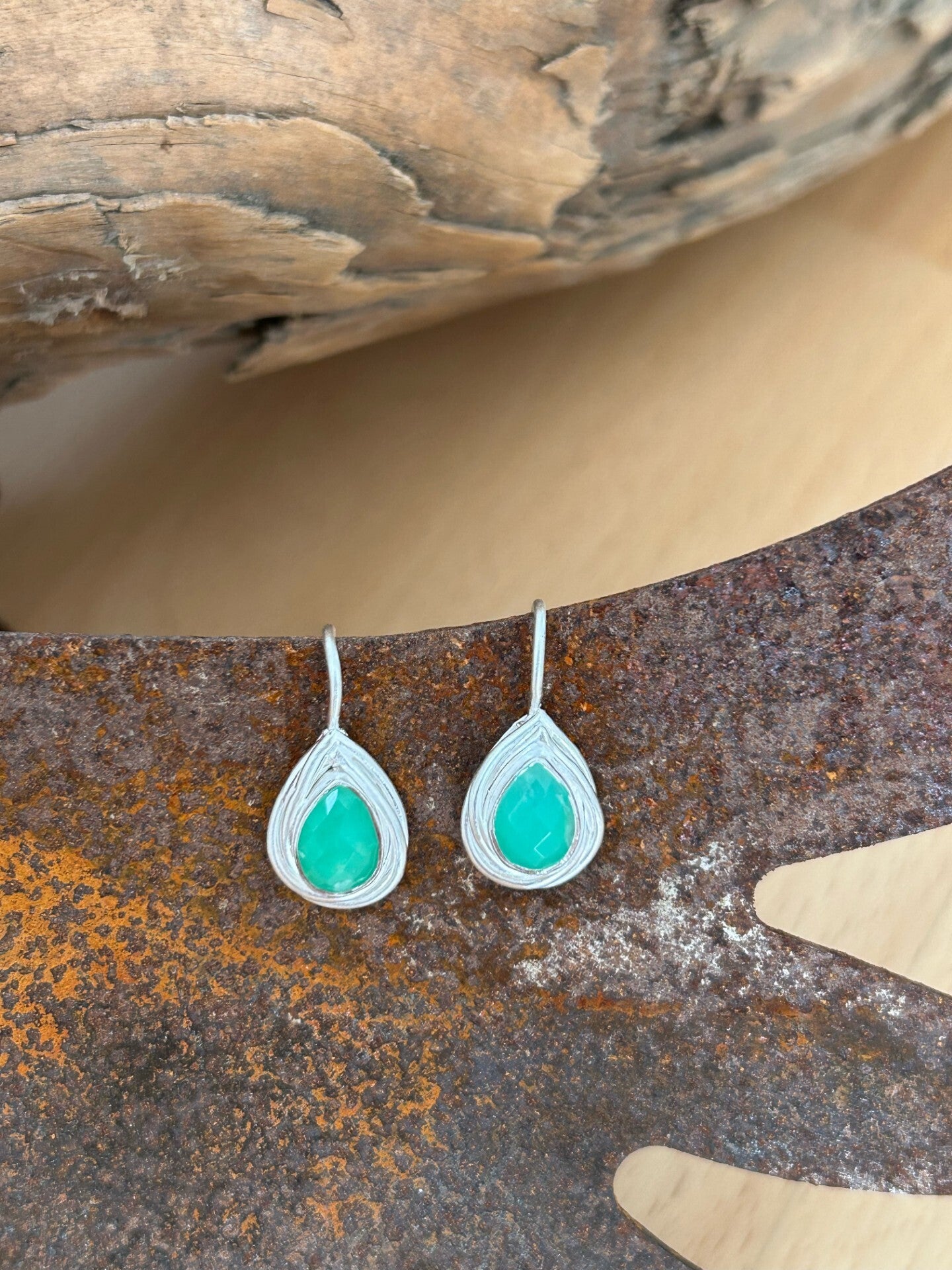 Ohrstecker - Chrysopras Tropfen (O383)