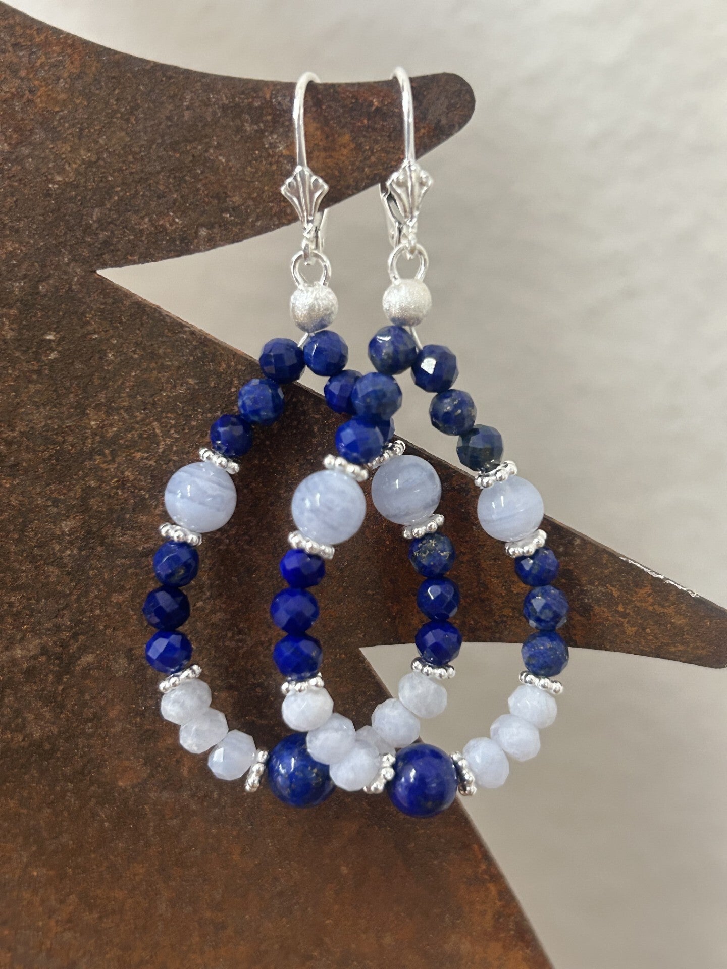 Ohrringe - Chalcedon blau & Lapislazuli (O477)