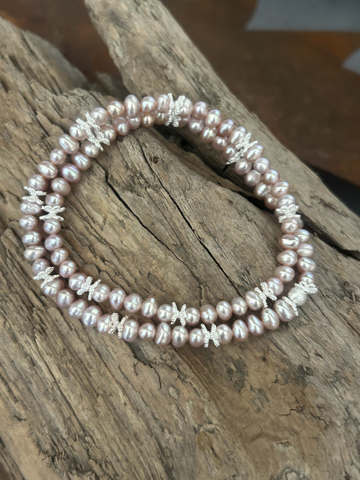 Wickelarmband (2-fach) - Süsswasserperle (A754)