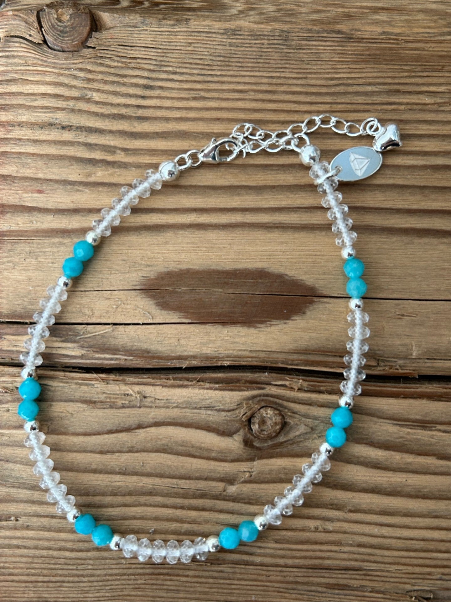 Fussketteli - Amazonit / Bergkristall (F116)