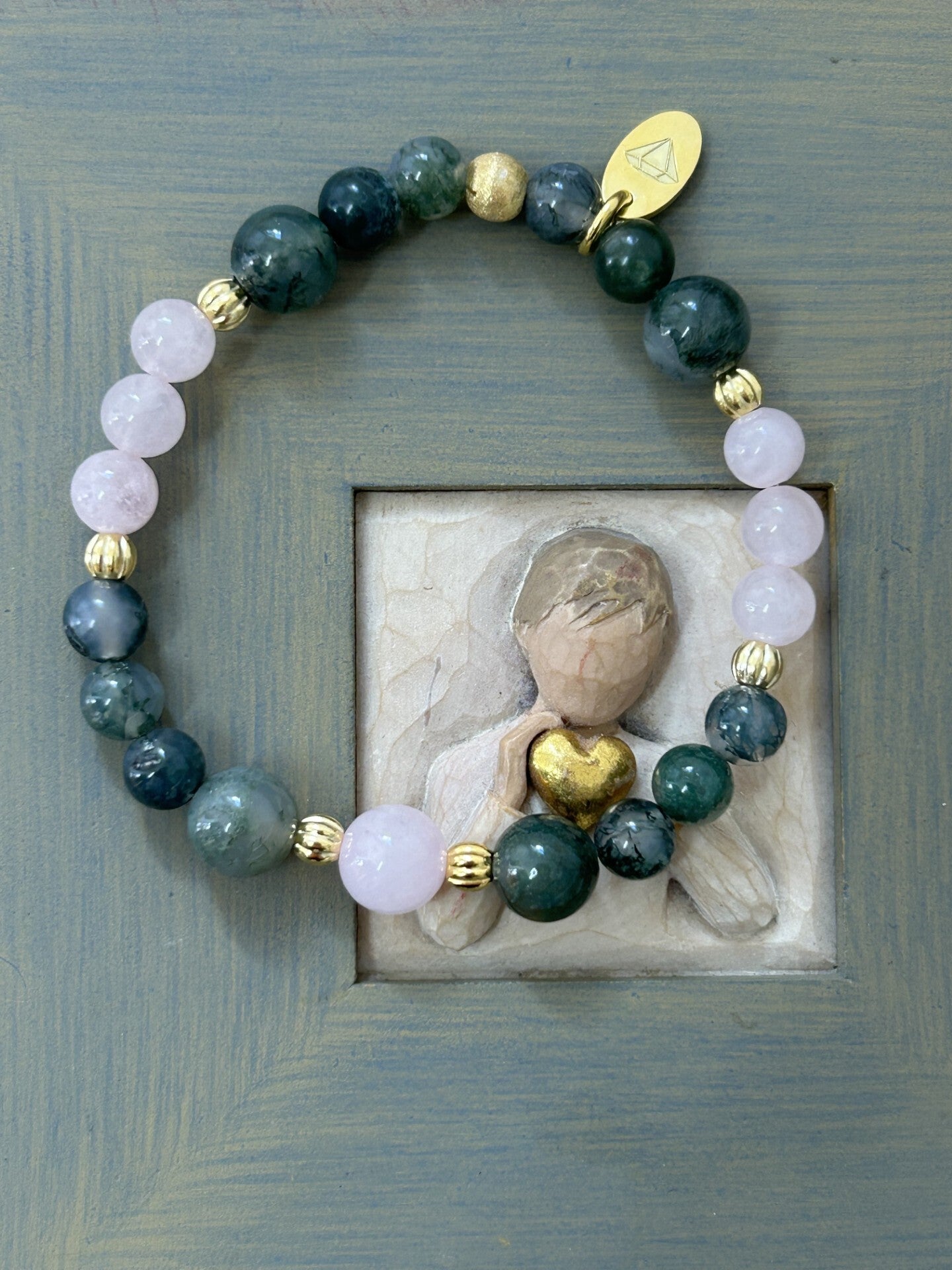 Armband - Moosachat & Rosenquarz (A549)