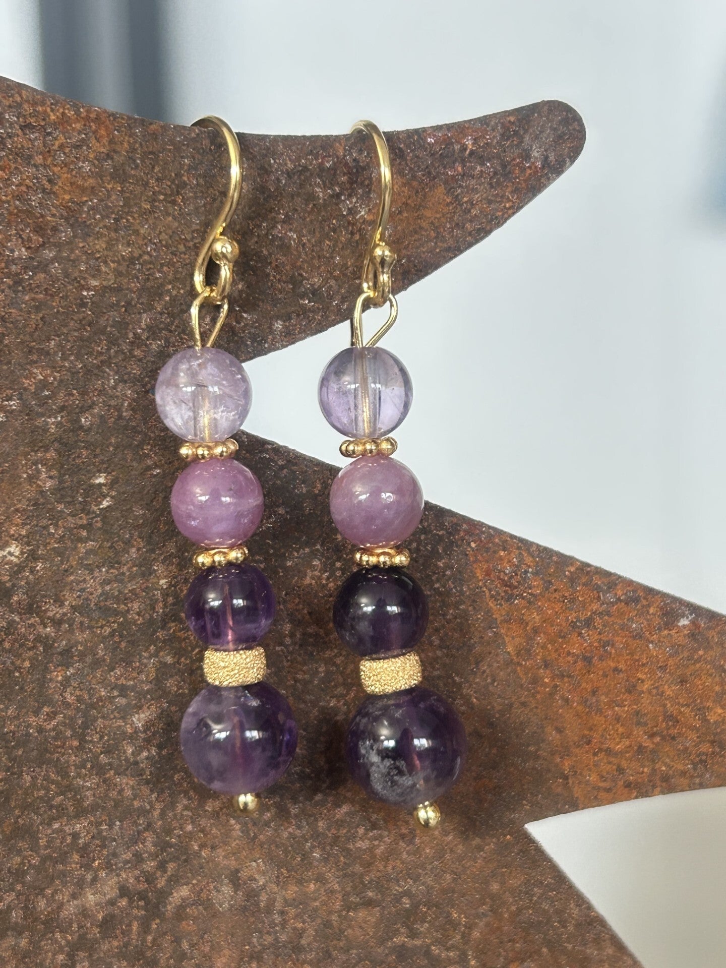 Ohrringe - Amethyst & Rubin (O554)