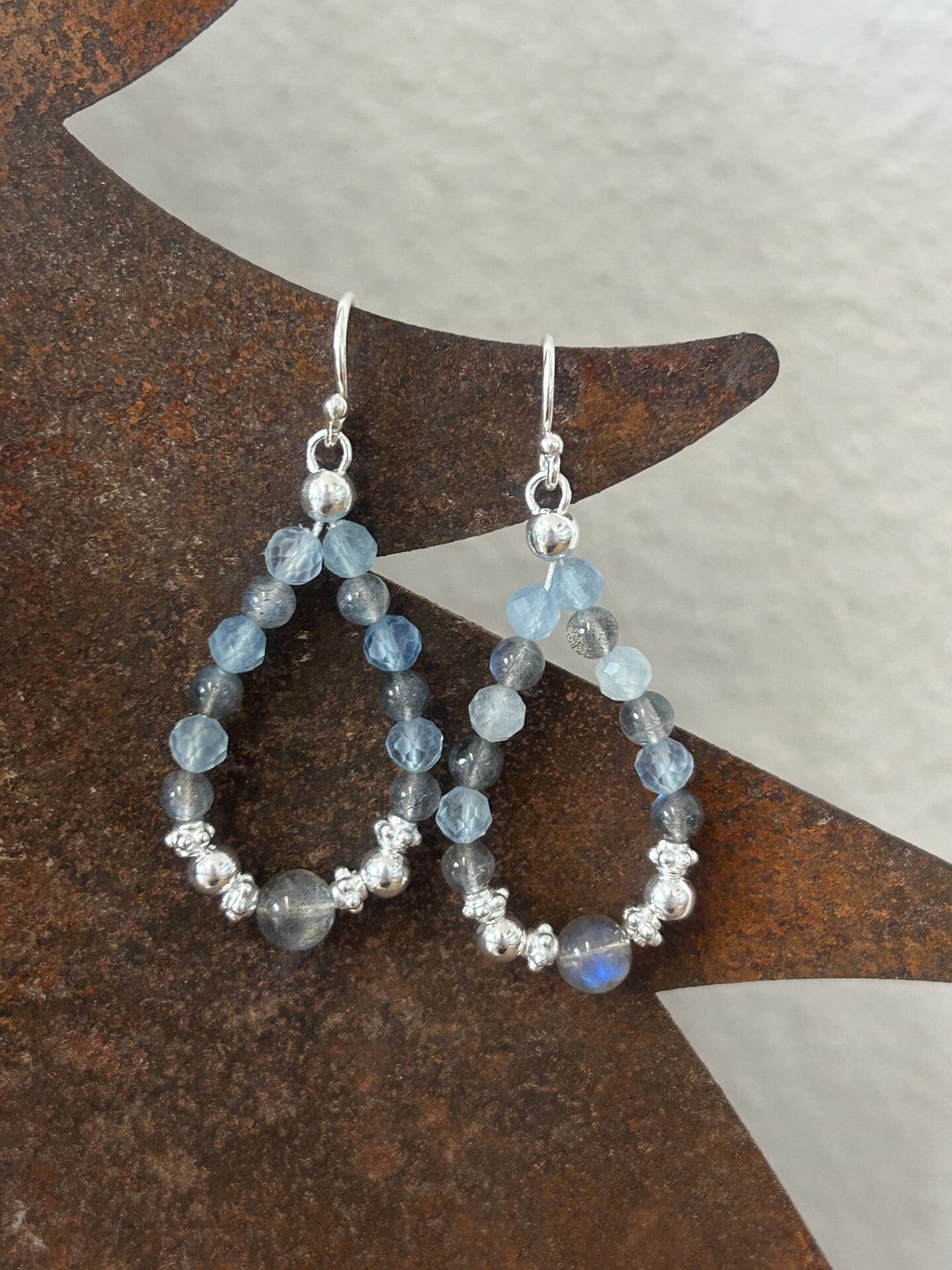 Ohrringe - Aquamarin & Labradorit (O487)