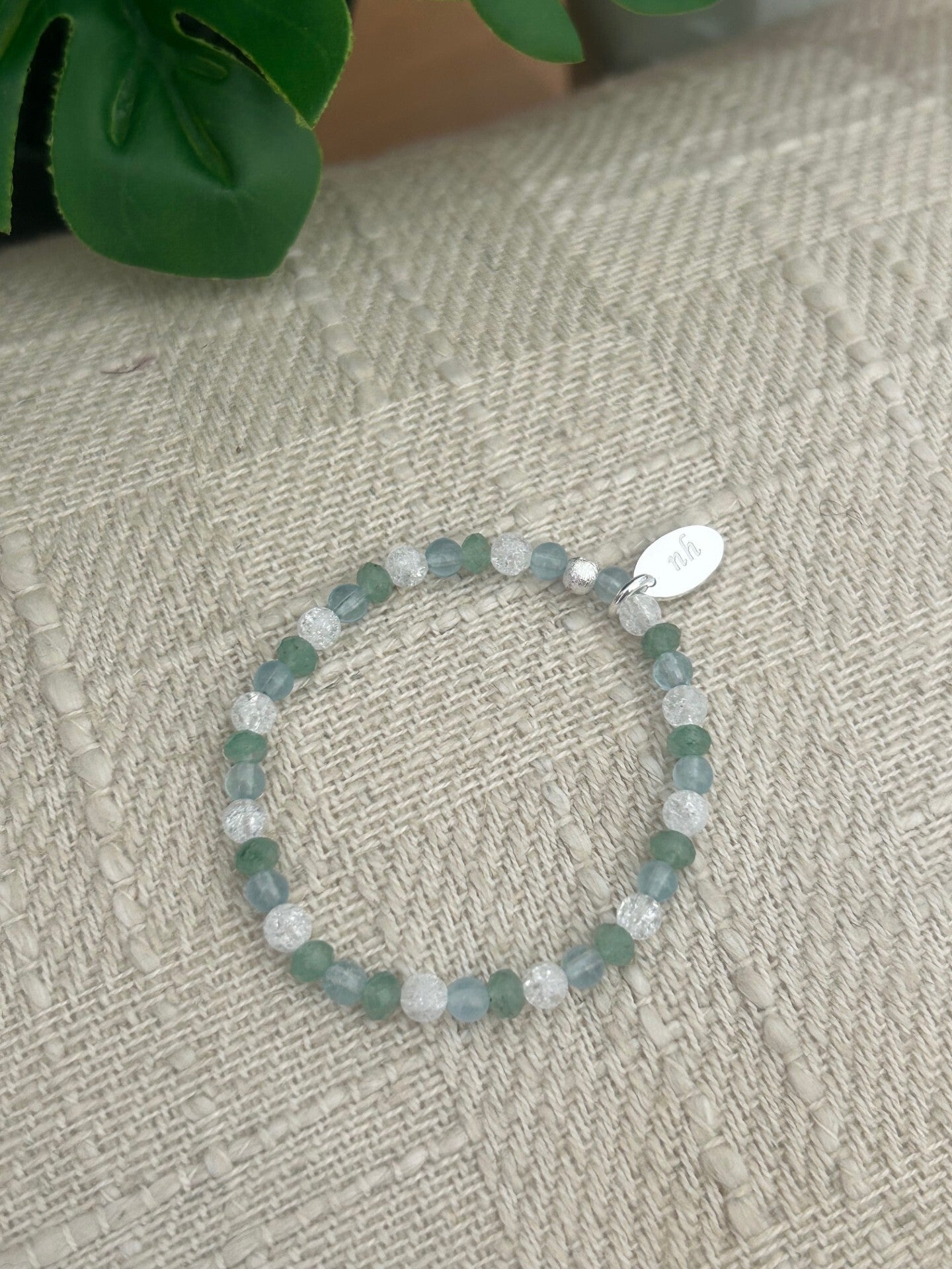 (Kinder-) Armband - Aventurin grün, Aquamarin & Bergkristall Iris (A717)