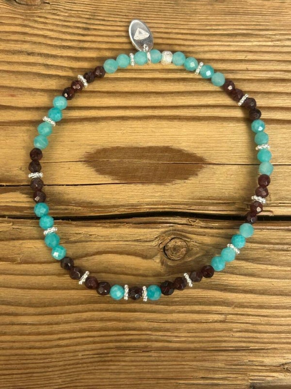 Armband - Amazonit & Granat (A775)
