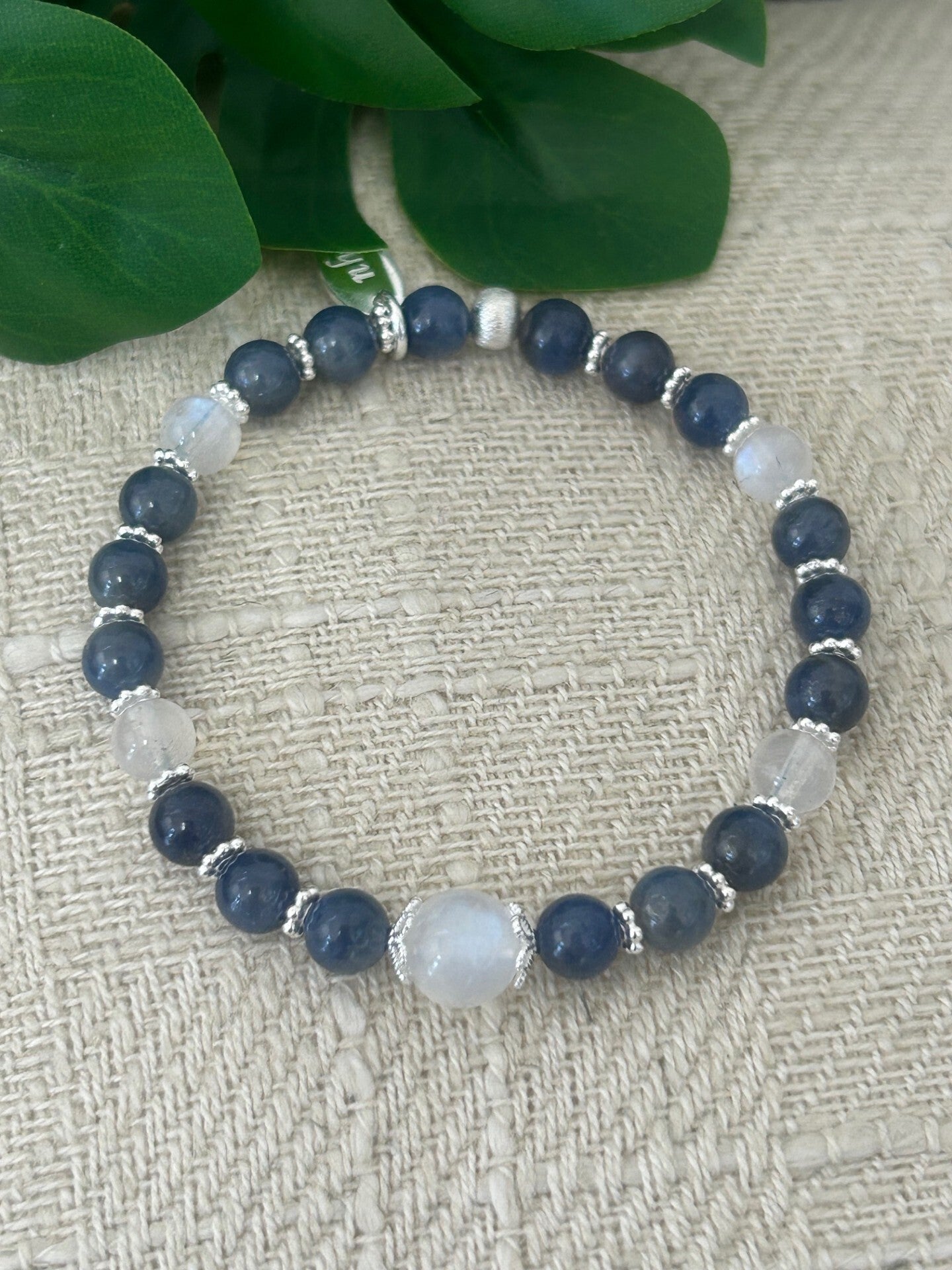 Armband - Saphir blau & Mondstein Regenbogen (A657)