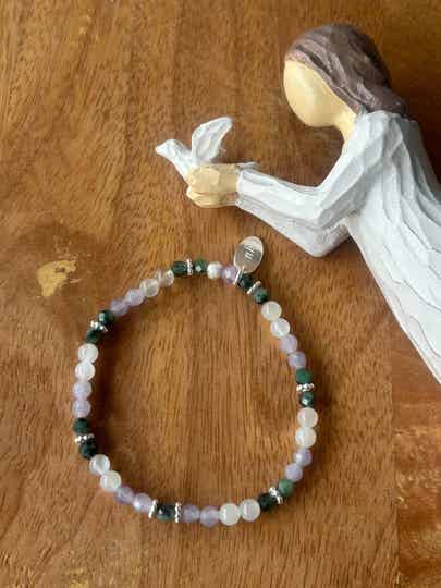 Armband - Lepidolith, Mondstein & Smaragd (A749)