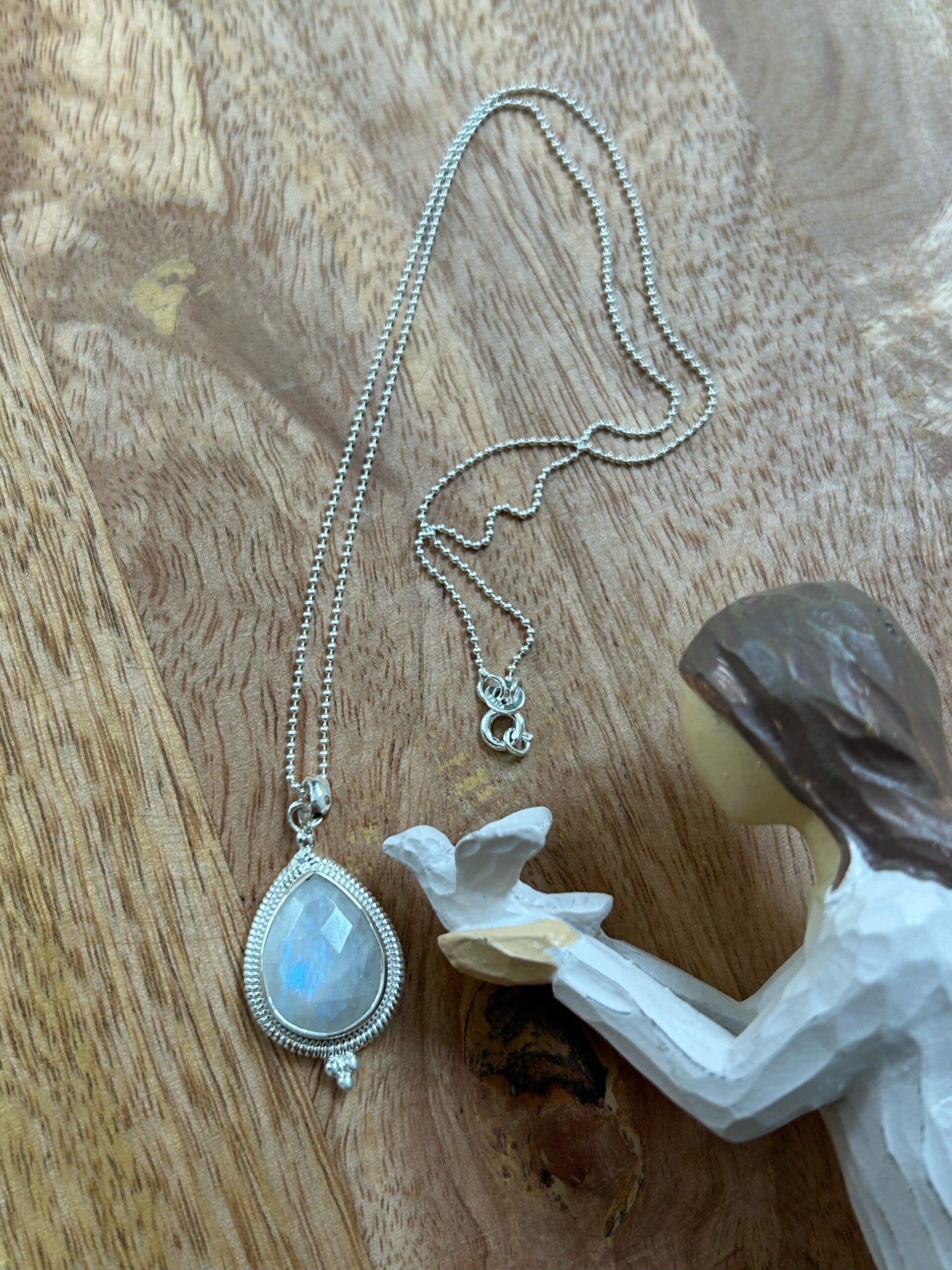 Halskette - Regenbogen-Mondstein (H258)