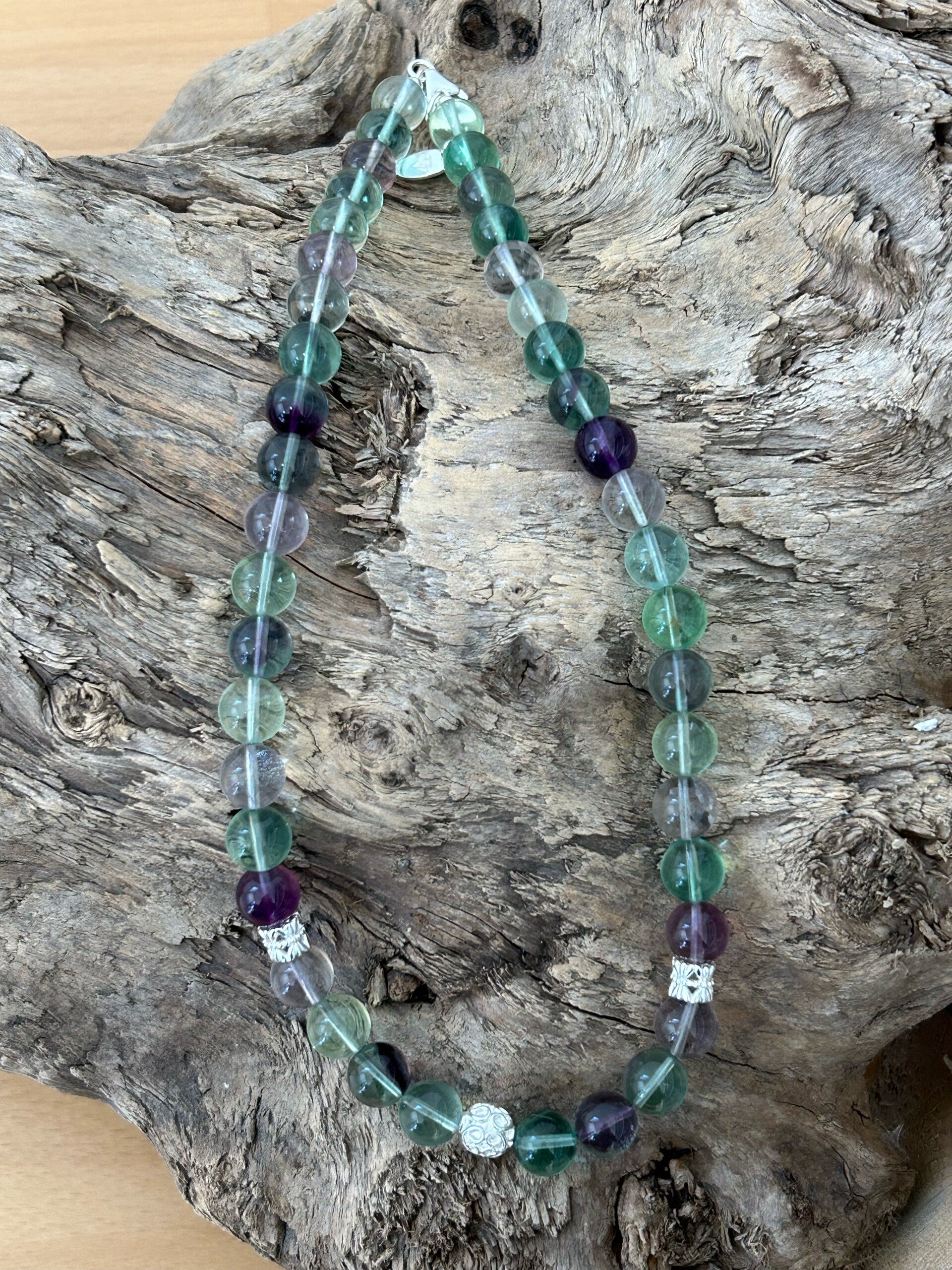 Halskette - Fluorit Regenbogen 10mm (H253)