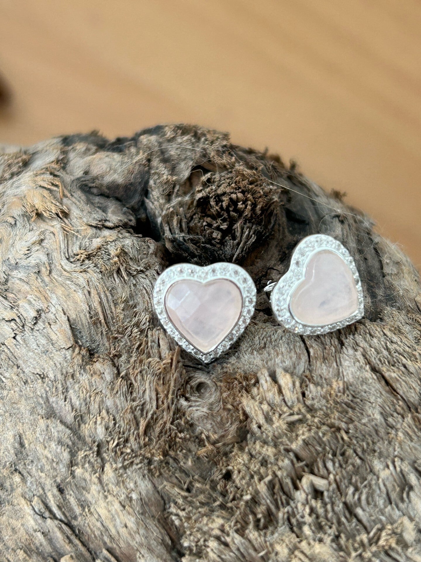 Ohrstecker - Rosenquarz Herz (O373)