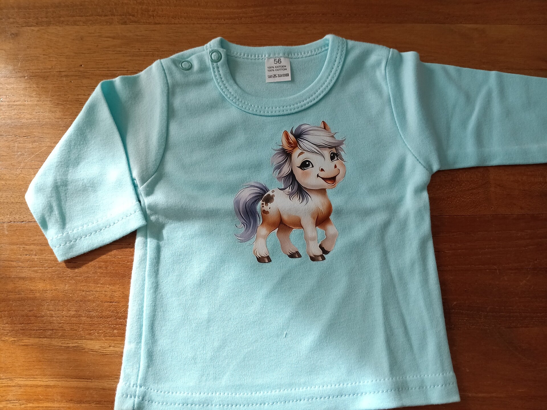Baby-shirtjes met opdruk van boerderijdiertje maat 56