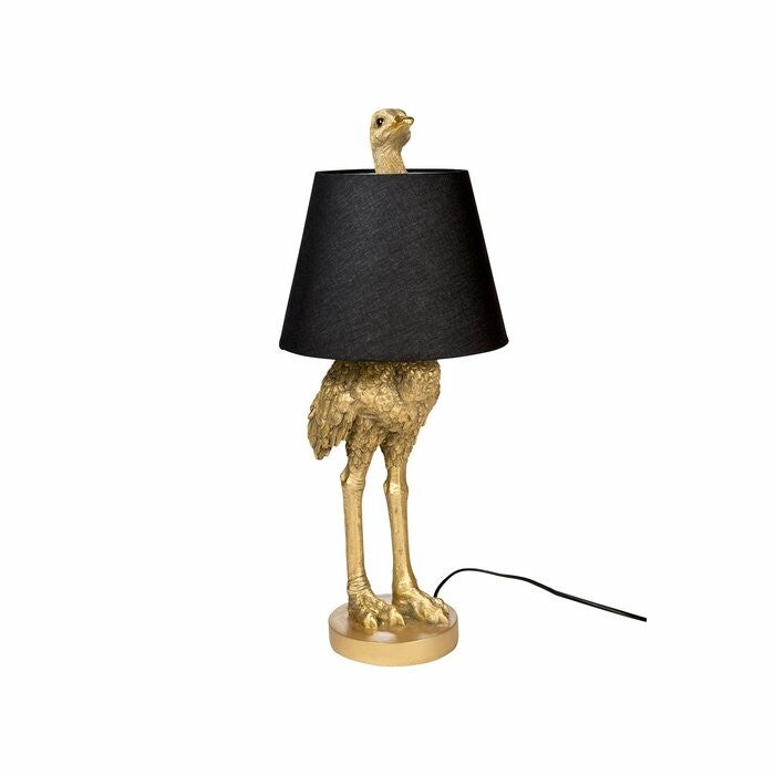 Struisvogel lamp staand met kap goudkleur