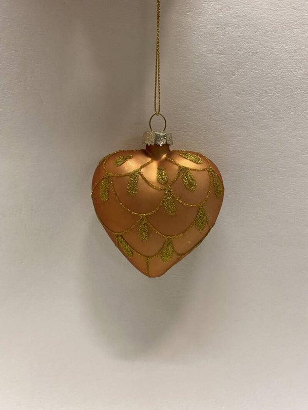 Kerstornament hart glitter 'goud'