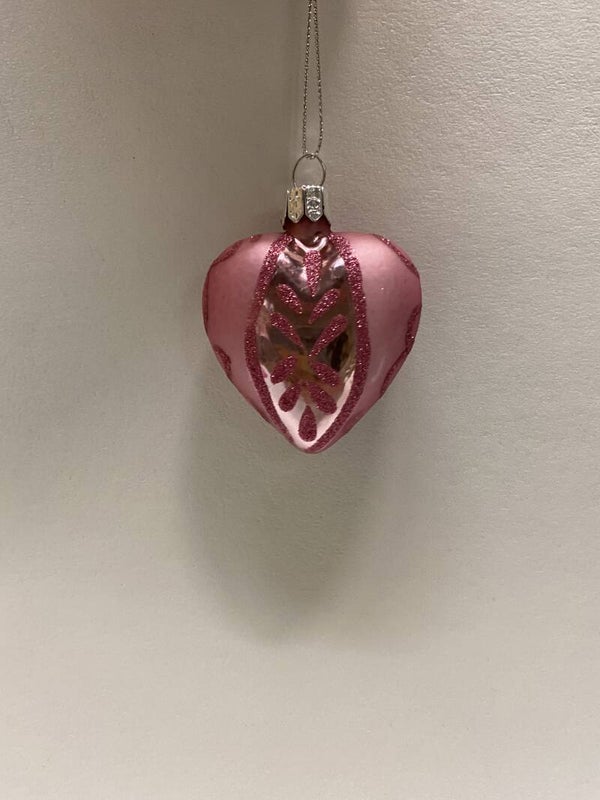 Kerstornament hart klein 'roze'