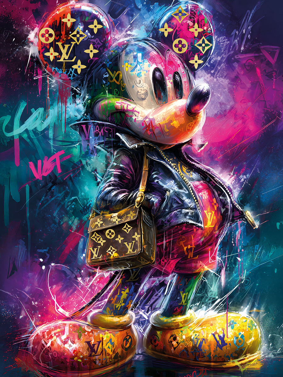 Glass Painting 'Mickey Mouse Louis Vuitton Bag' - BS-062