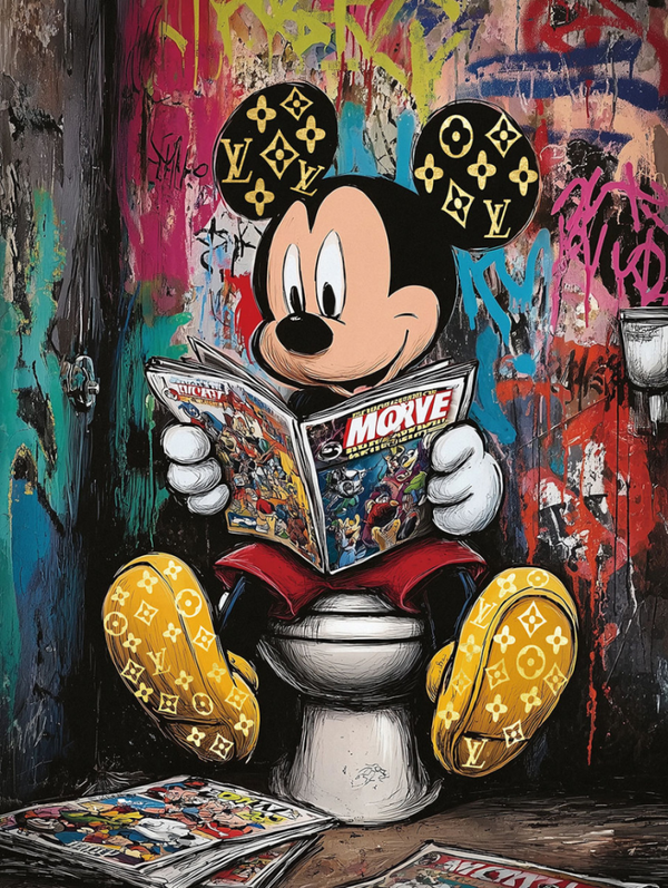 Glass Painting 'Mickey Mouse Toilet' - 0F-480