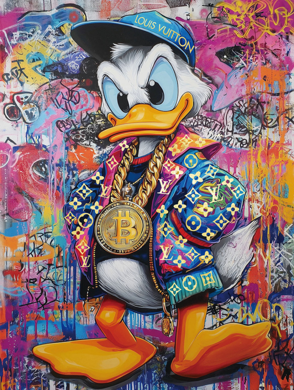 Glass Painting 'Donald Duck Streetwear Chain' - 0F-481