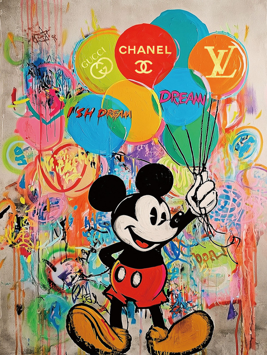 Glass Painting 'Mickey Mouse Balloons' - 0F-482
