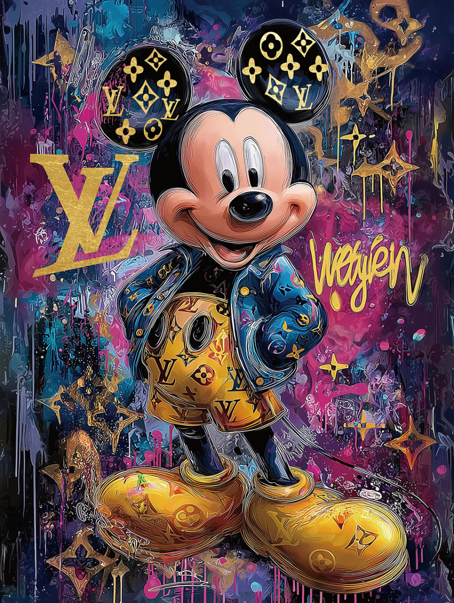 Glass Painting 'Mickey Mouse Louis Vuitton' - 0F-484