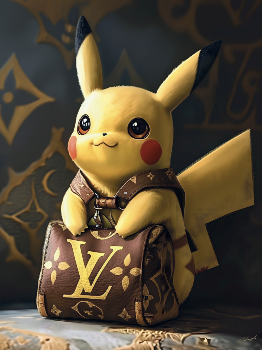 Glass Painting 'Pikachu Louis Vuitton Bag' - BS-035