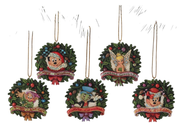 Mickey & Minnie Mouse, Dopey, Tinker Bell & Jiminy Cricket 'Wreath Ornament Set' - 4029576
