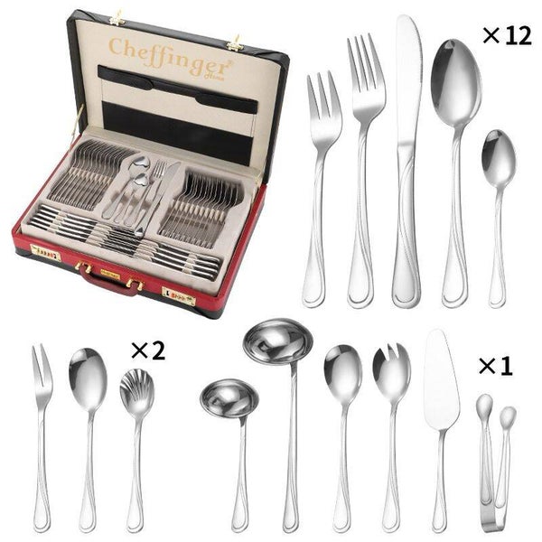 Posate in acciaio inox 18/10 in valigetta  (72 pezzi) per 12 persone Argento