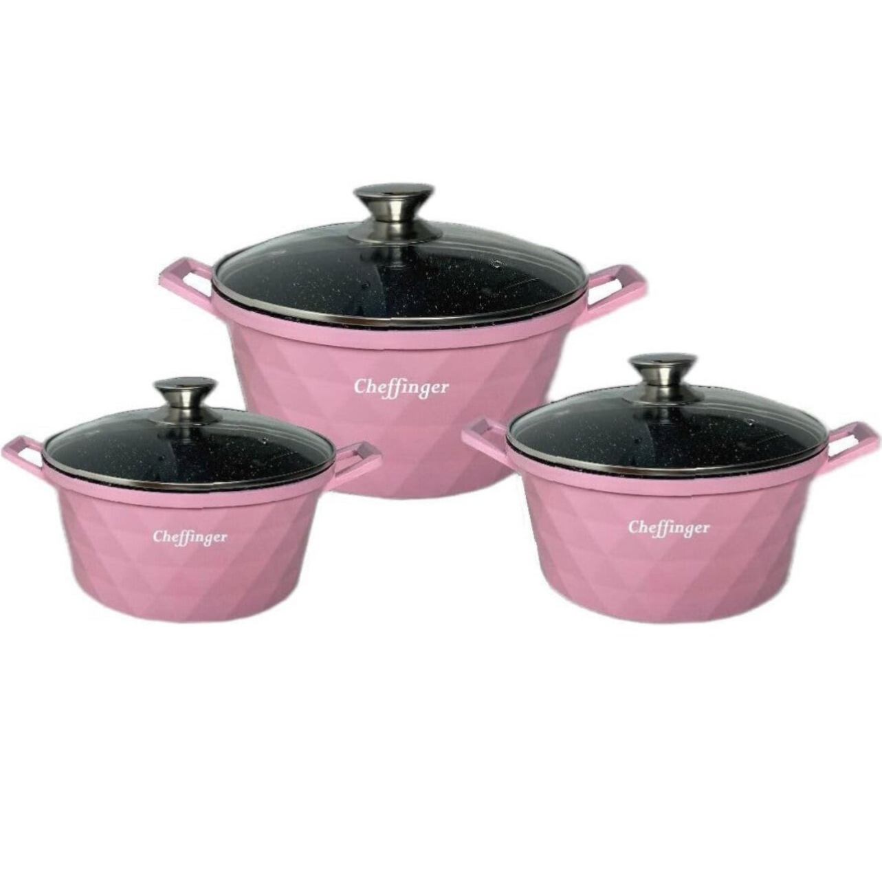 Cheffinger Set Di Casseruole Diamantate Rosa