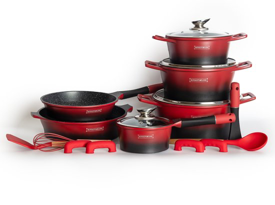 Set Pentole Induzione 13 Pezzi Set Pentole  Royalty rosso/neroLine