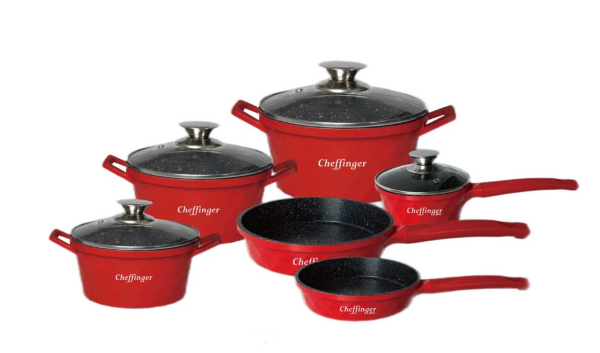 Batteria di pentole – Cheffinger Set di 12 pentole con diamanti