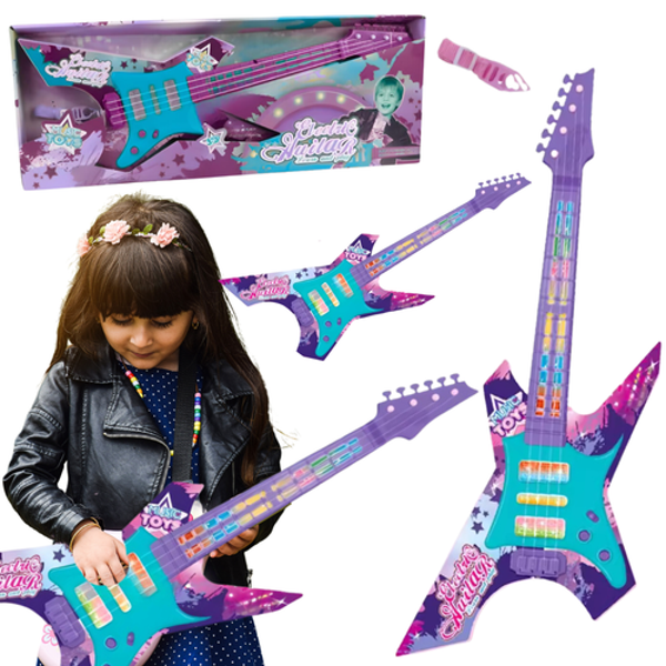 238 Gitara Elektryczna Instrument Muzyczny Zestaw Światło Led Pasek Regulacja