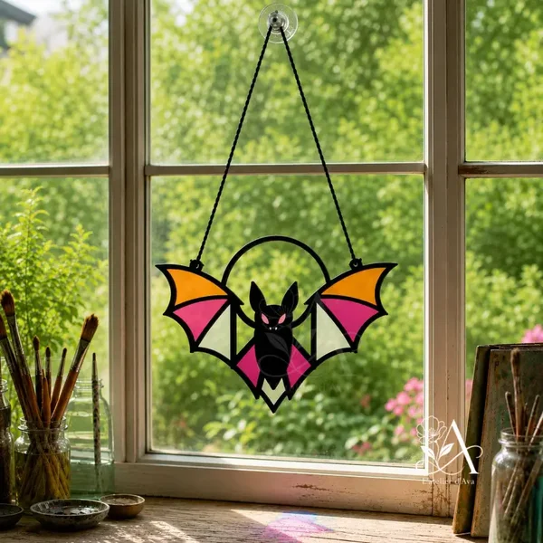 Chauve-souris vitrail multicolore