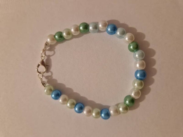 Elastisches Glasperlen-Armband in Meeresfarben – 20 cm 🌊💚💙