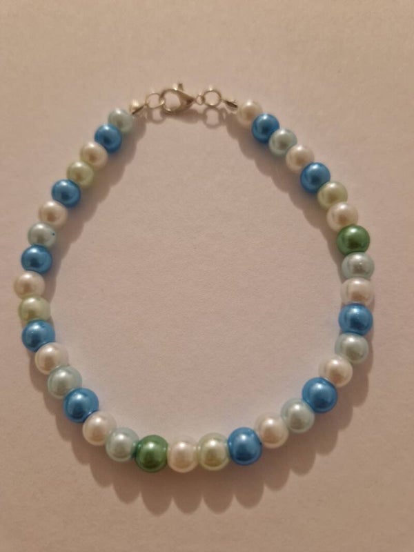 Elastisches Glasperlen-Armband in Meeresfarben – 25 cm 🌊💚💙