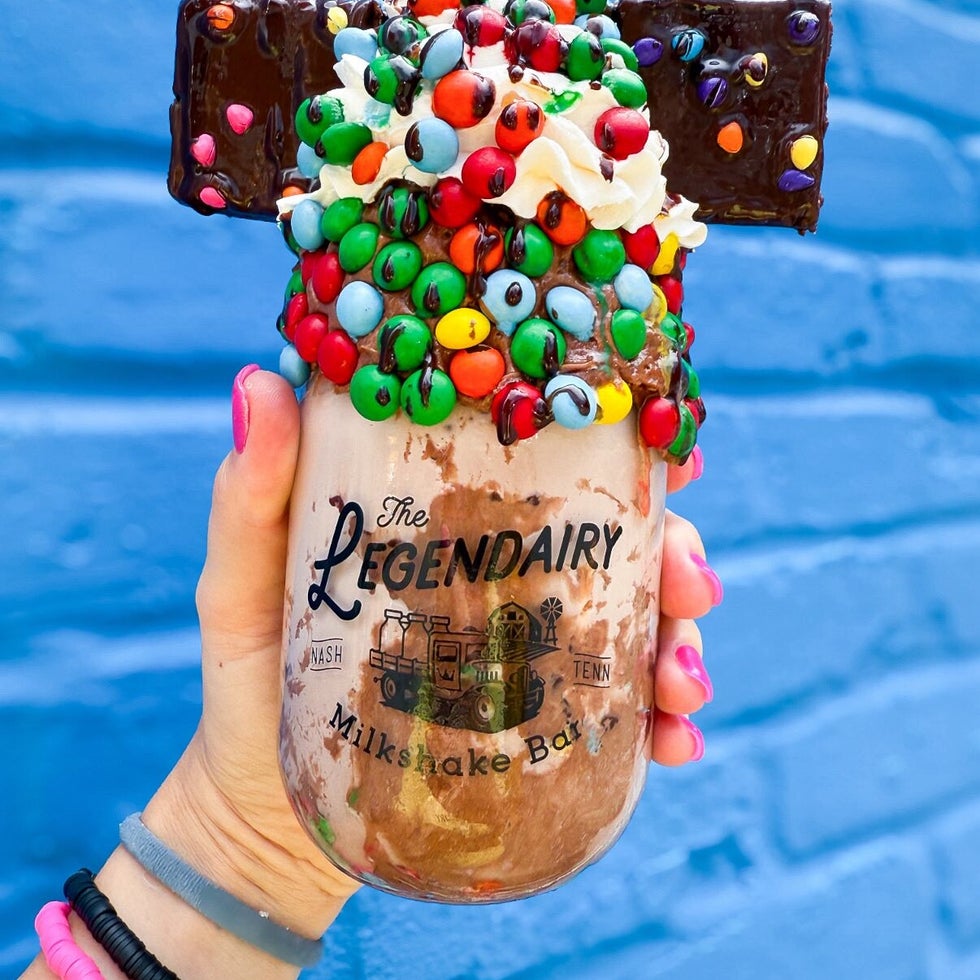 Colorful Rainbow Brownie Crunch milkshake from The Legendairy Milkshake Bar in Nashville
