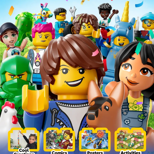 Colorful front cover of the free LEGO® Life Magazine, featuring LEGO characters, comics, and creative build ideas for kids.
