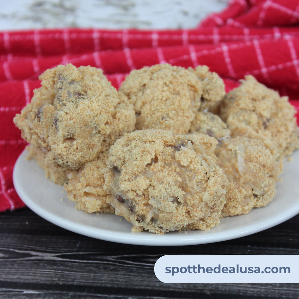 Bite-sized Moose Farts dessert balls rolled in graham cracker crumbs