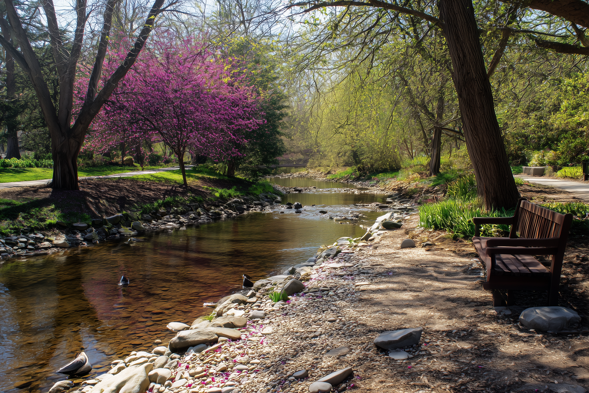 Quiet Spring Riverside Path