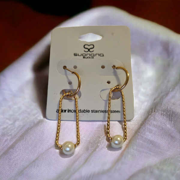 Boucle avec perle acier inoxydable